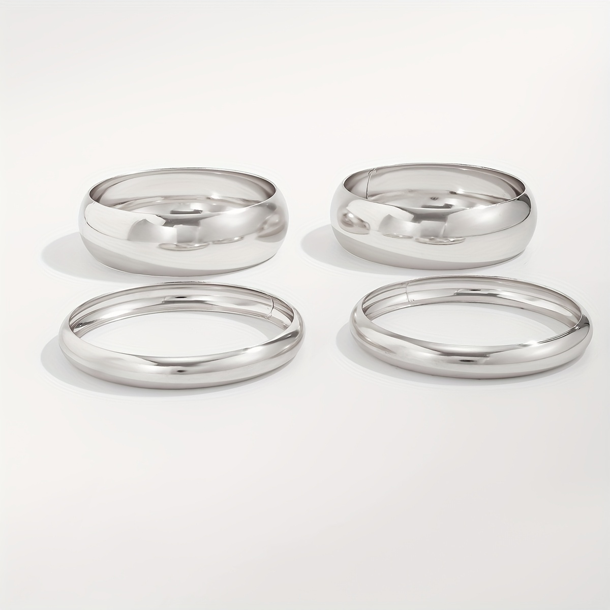 Set of 4 Festive Bangles Featuring a Chic Minimalist Design, Round Chunky Cuff Bracelets for Women, Stylish Vintage Wide Wrist Cuffs, Stackable Statement Bangles, Perfect Fashion Jewelry Gifts. - Image 9