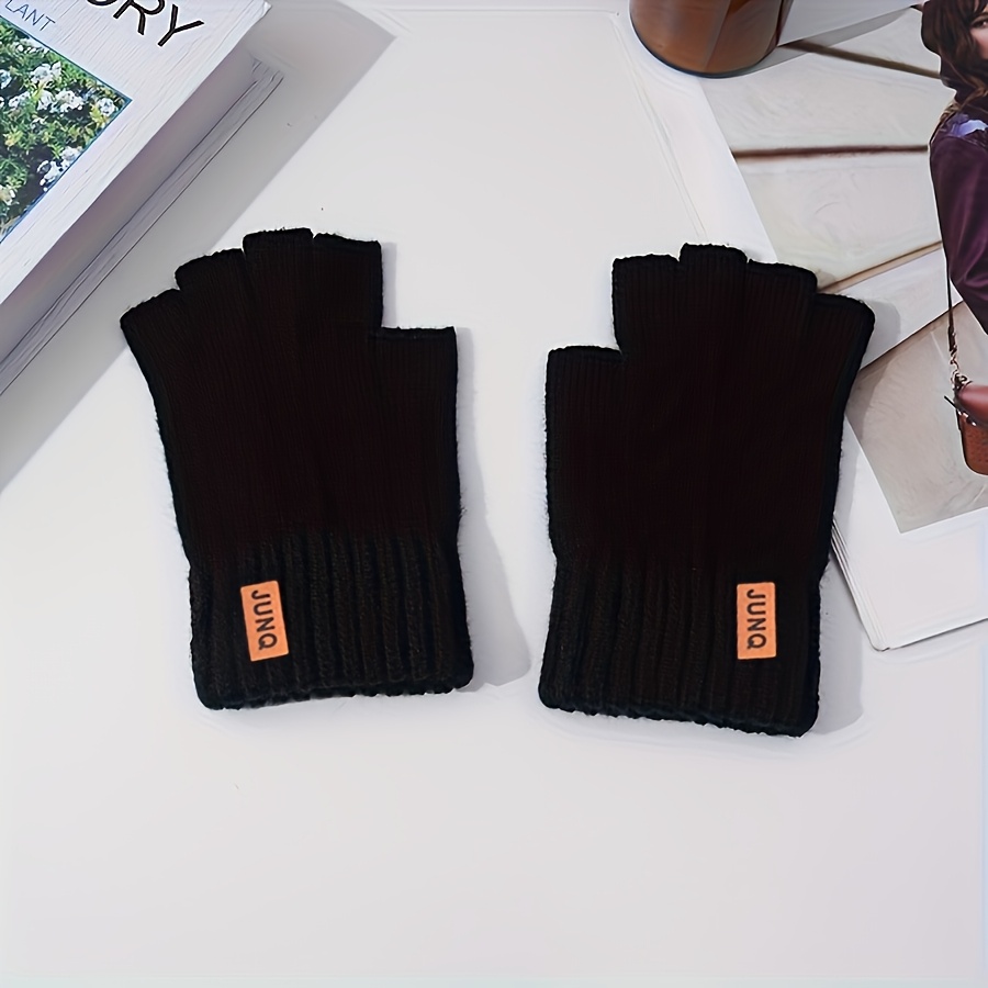 Men'S Alpaca Fleece Winter Gloves - Thermal Insulated Half-Finger Design with Thick Warm Lining, Windproof & Breathable, Machine Washable - Cold Weather Riding, Outdoor Activities - Easy On/off, Winter Gloves, Cold Weather Gear, Casual Style - Image 2