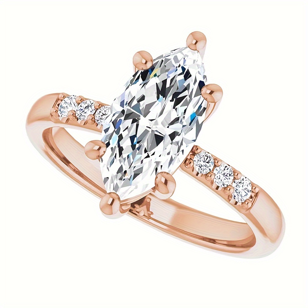 1pc S925 sterling silver Bohemian Style 2CT Marquise Cut with IGI Certificate Lab Grown D Color VVS1 Engagement Ring for Women Handmade Bridal Wedding Anniversary Proposal Gift with Round-Cut Side Stones Wedding Ring Proposal Luxurious Appea - Image 6