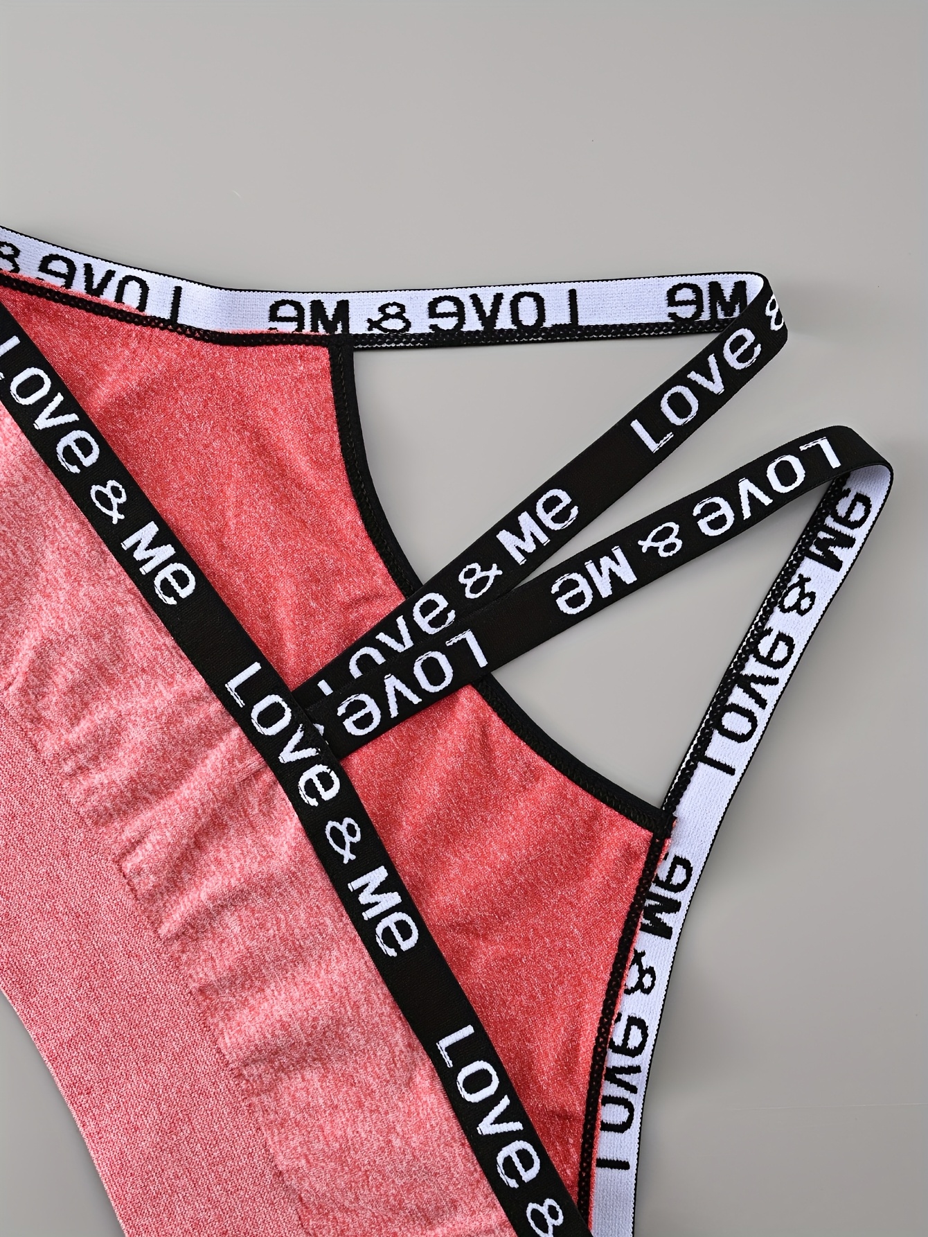 6pcs Set: 3 Tops + 3 Panties - Women's Low-Rise Seamless Love Print Briefs & Bras, Tummy Control, Breathable, Soft, Comfortable, Lifting, Anti-Slip, Solid Color, Sexy, Lightweight, Stretchy Fabric - Ideal for Yoga, Running, and Gym - Image 4