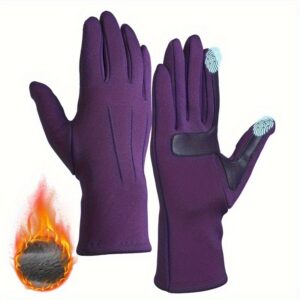 1 Pair Winter Touchscreen Gloves with Plush Lining | Unisex, Warm and Thick, Ideal for Snow Sports and Christmas Gifts, Knit Fabric