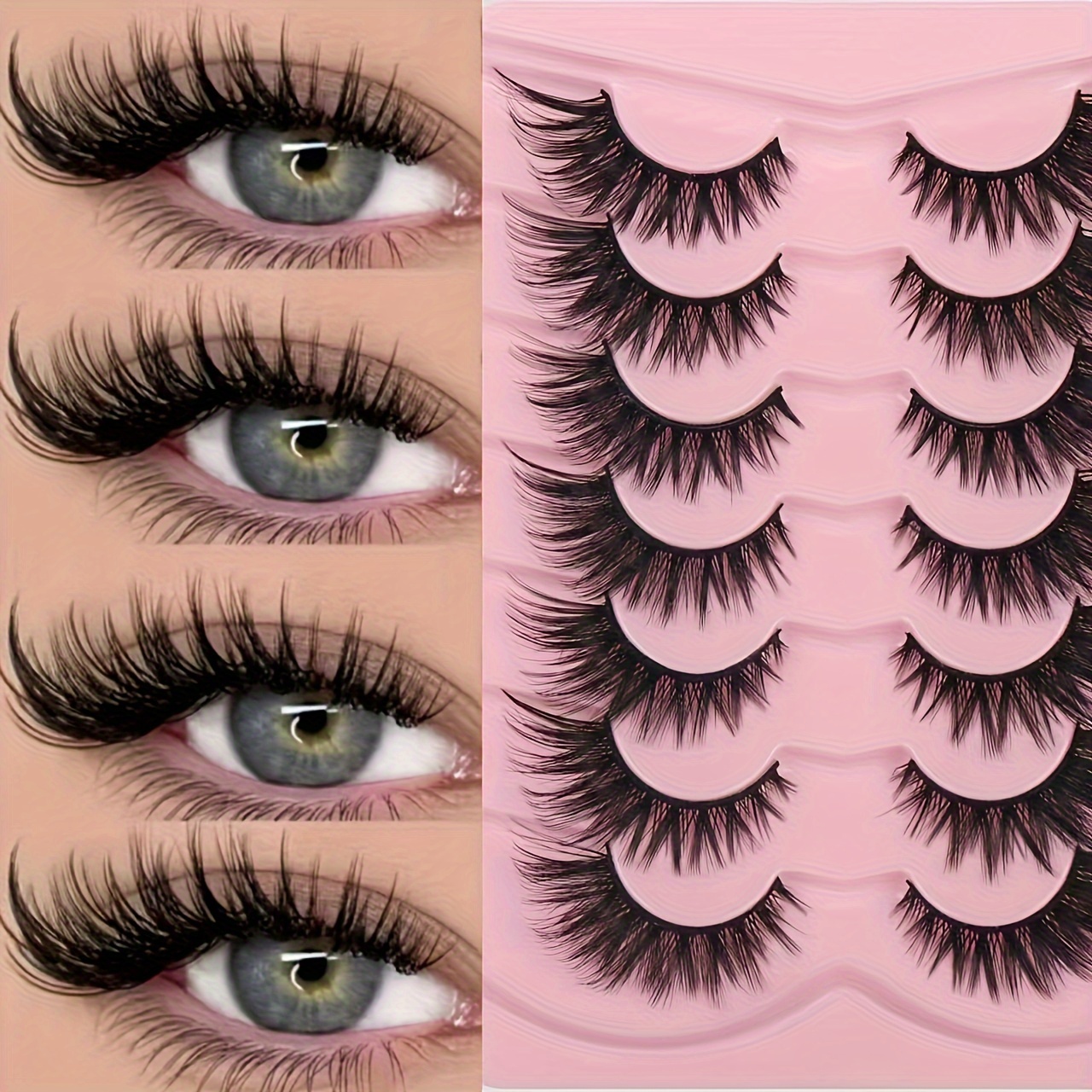 Luxurious 3D Plush Cat-Eye Fox False Eyelashes - Thick, Fluffy, And Lightweight, Perfect for Beginners | Various Reusable Styles Available (C/D Curl, 10-12Mm/16-18Mm/6-9Mm)