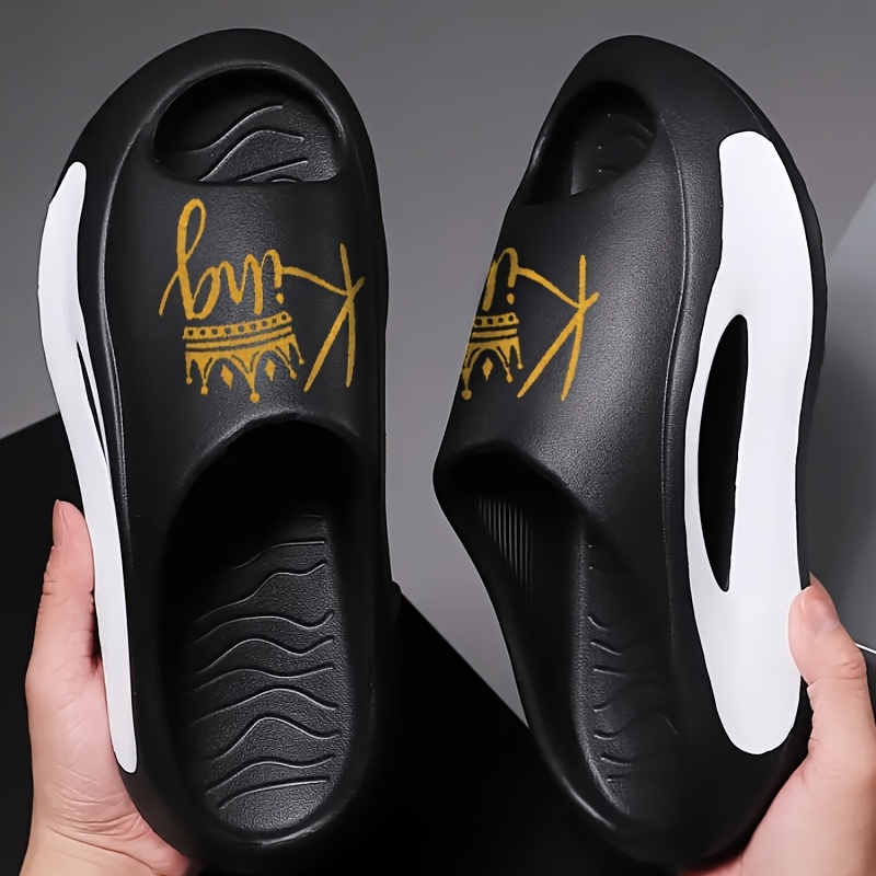 VMI Men's EVA Slides - Open-Toe, Non-Slip Sports Sandals with Arch Support, Ideal for Indoor/Outdoor & Shower Use - Black & White PatternSuitable for Men & Women - Image 2