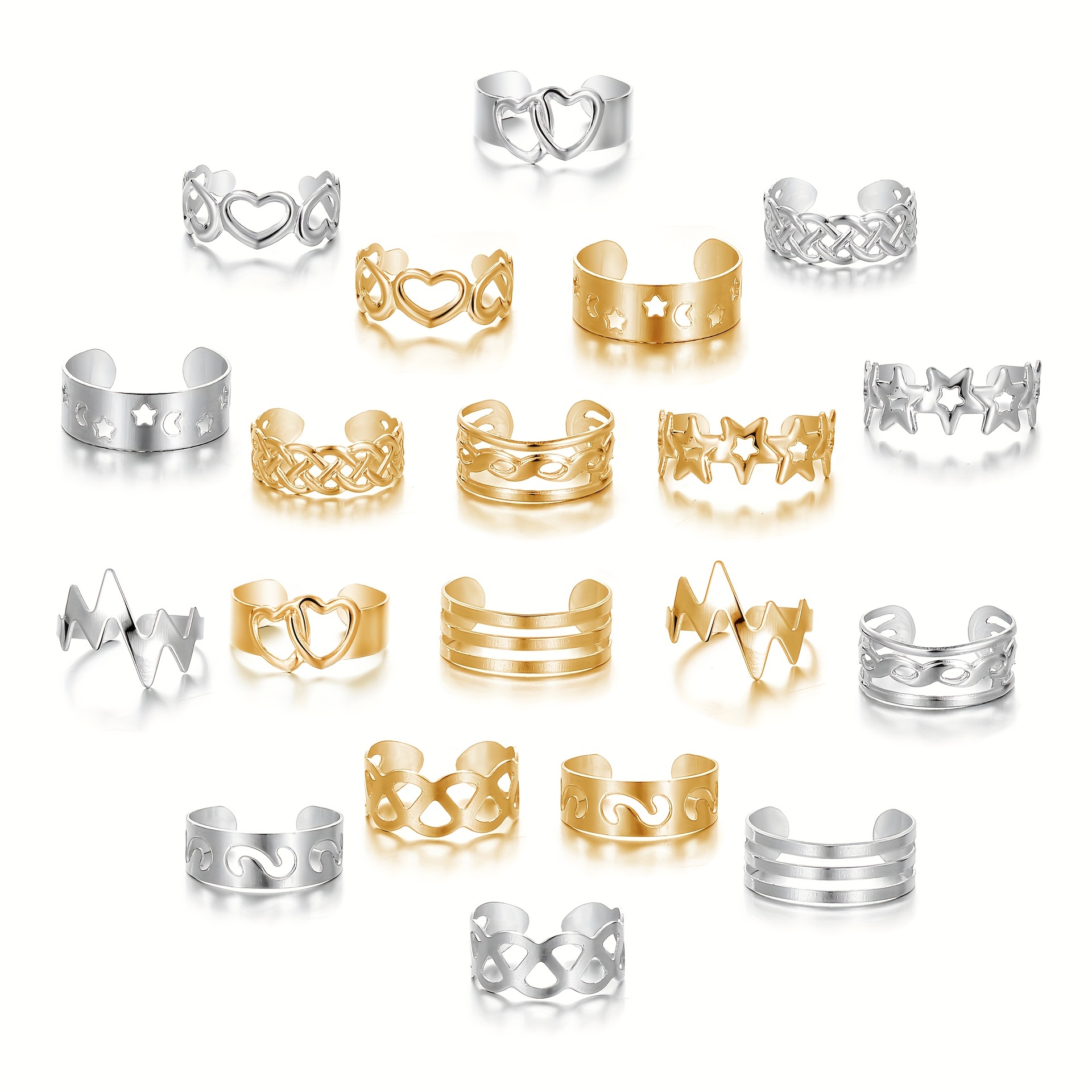 10pcs High Quality Metal Texture Foot Rings, Must-have Gift Season, Various Styles Foot Rings and Foot Ornaments - Image 3