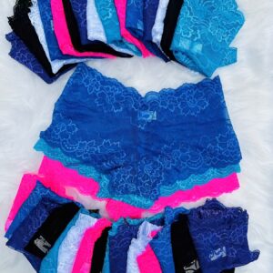 33pcs Solid Seamless Transparent Floral Lace Boyshort Briefs, Simple Comfy Breathable Stretchy Intimates Panties, Women's Lingerie & Underwear(6 Color Random Delivery)