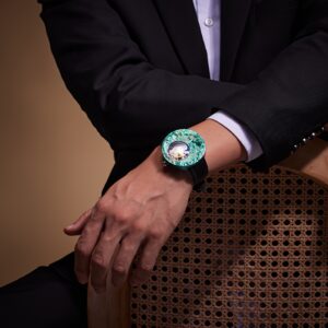 Novamos N6 Shan Hai Series Green Men'S Automatic Mechanical Watch, Titanium Body, Sapphire Crystal, Leather Strap, Luxurious Gift, Suitable For Work And Leisure