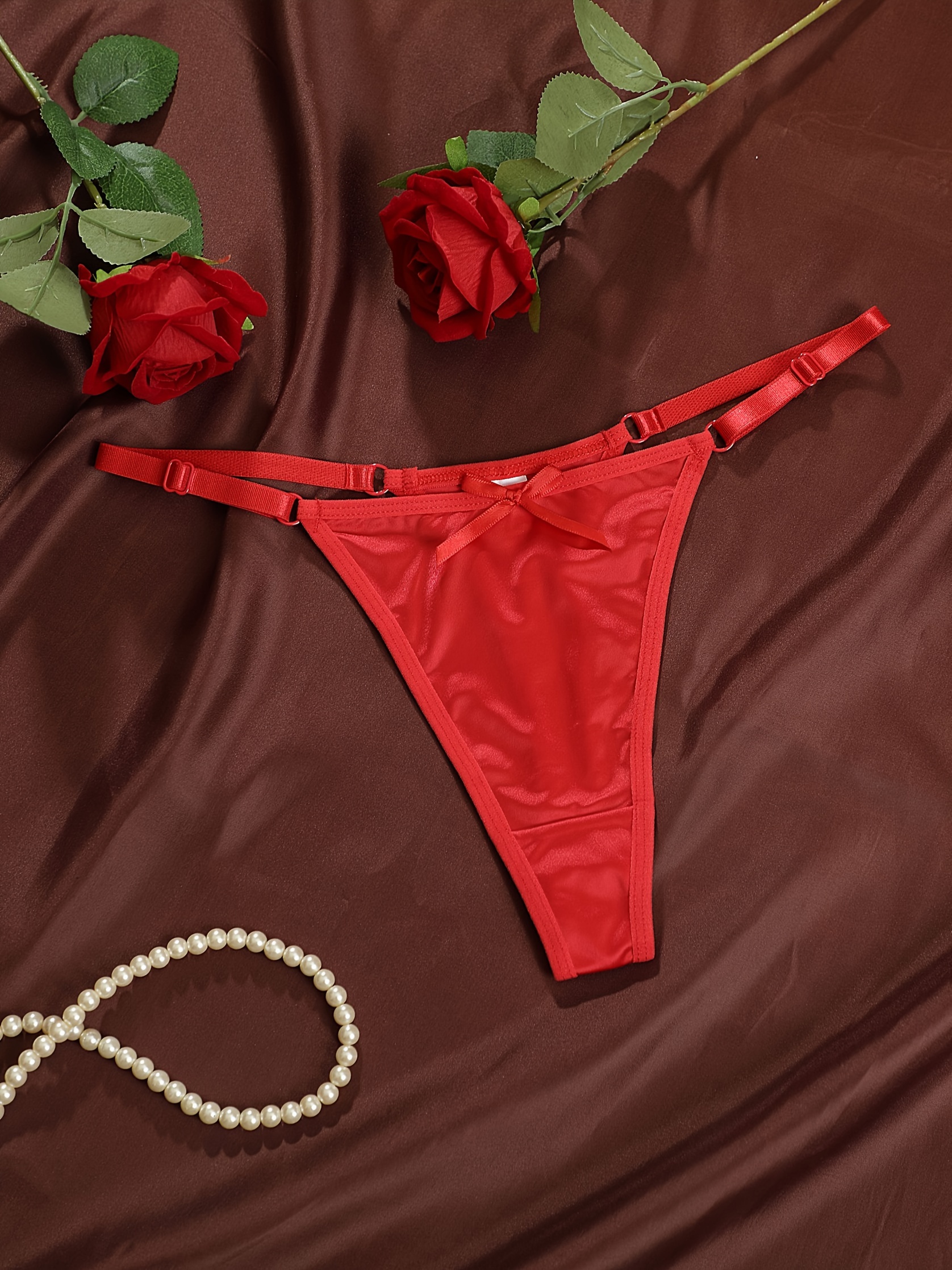 8pcs Women's G-String Thongs with Adjustable Bowknots - Sexy, Comfortable, Breathable, Low-Rise, Solid Color Panties for Casual Attire, Comfortable Undergarment, Sexy Underwear, Soft Fabric Underwear, Thongs For Women, Lingerie For Women, Thong Underwear For Women, Lingerie, Thong Panties For Women, Everyday Undergarments, Stylish Lingerie, Breathable Material, Smooth Texture, Lowrise Panties, Fashion Lovers - Image 5