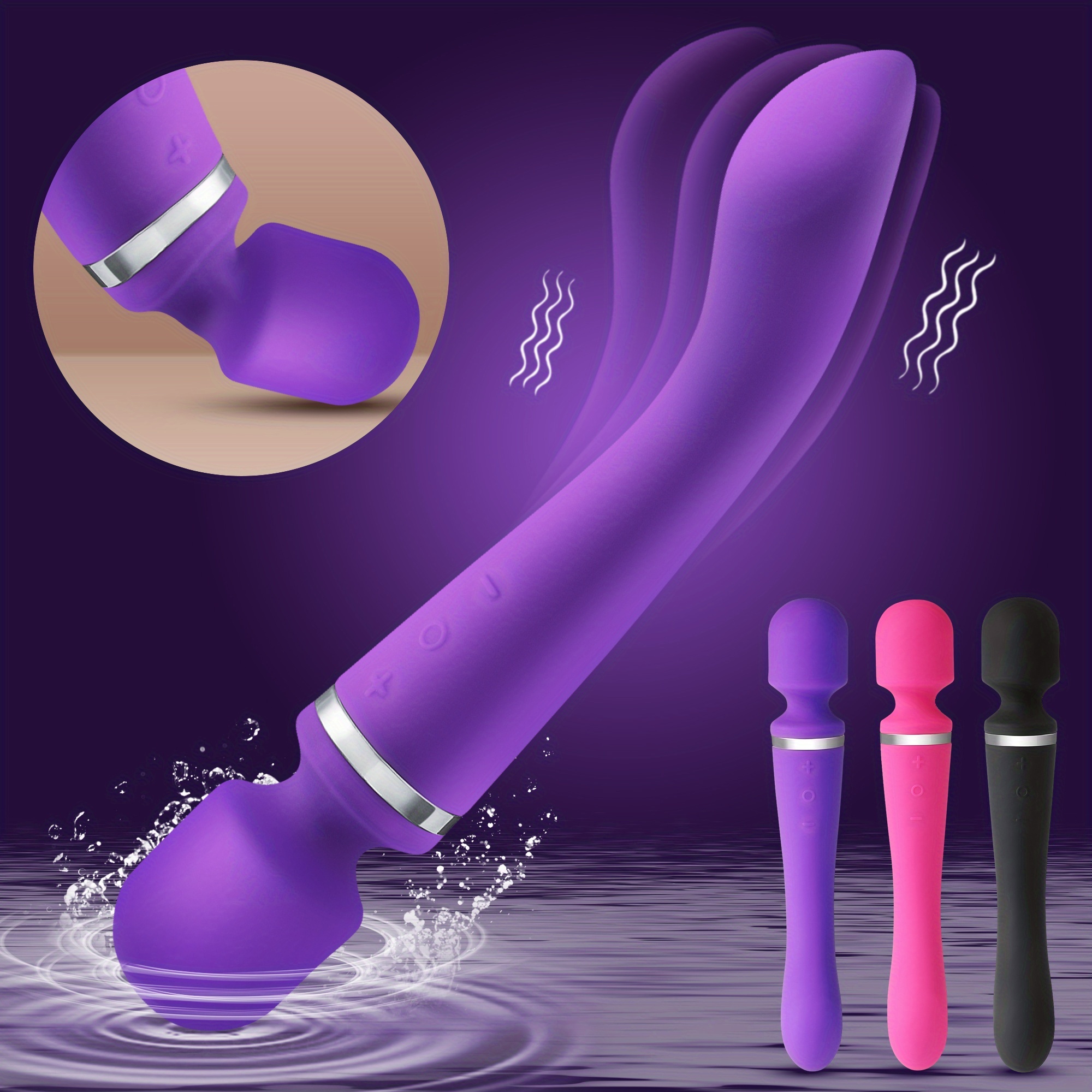 Dildo - Dual Motor Magic Wand Vibrator, 10 Modes G-Spot Massager Sex Toy, Rechargeable Lithium Battery, Clitoris Stimulator Dildo for Women, Anal Plug Toys for Adult