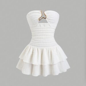 Elegant Strapless Mini Dress Suitable for to - Wrinkle -Line Smock Dress, Machine Washable Semi-Sheer for Year-Round Wear, No Padding