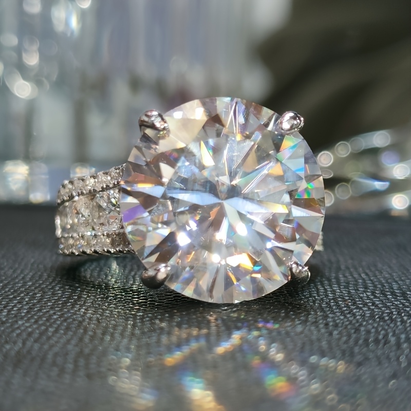 Luxury Elegant 10ct Moissanite Ring for Women 925 Sterling Silver Engagement Wedding Band, Music Festival/ Banquet Jewelry All Season Versatile Gift, Banquet Accessory, Sophisticated Band, Chic Accessory, Highquality Gemstone, Durable - Image 8