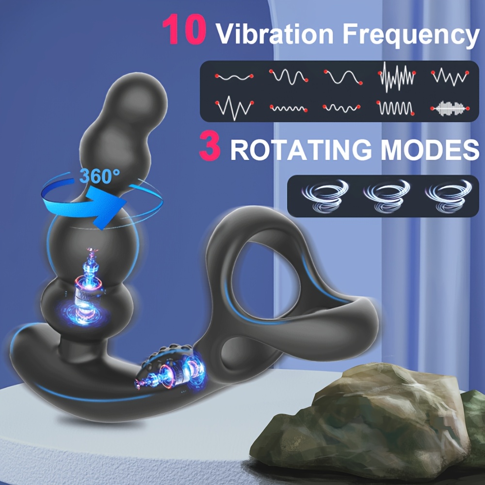 Three Motor Vibrator Prostate Massager Ring, 360°Rotate And Vibrations, 10 Vibration Modes Adult Male Sex Toy, Three Point Simultaneous Stimulation, Sex Toy for Men'S Pleasure - Image 2