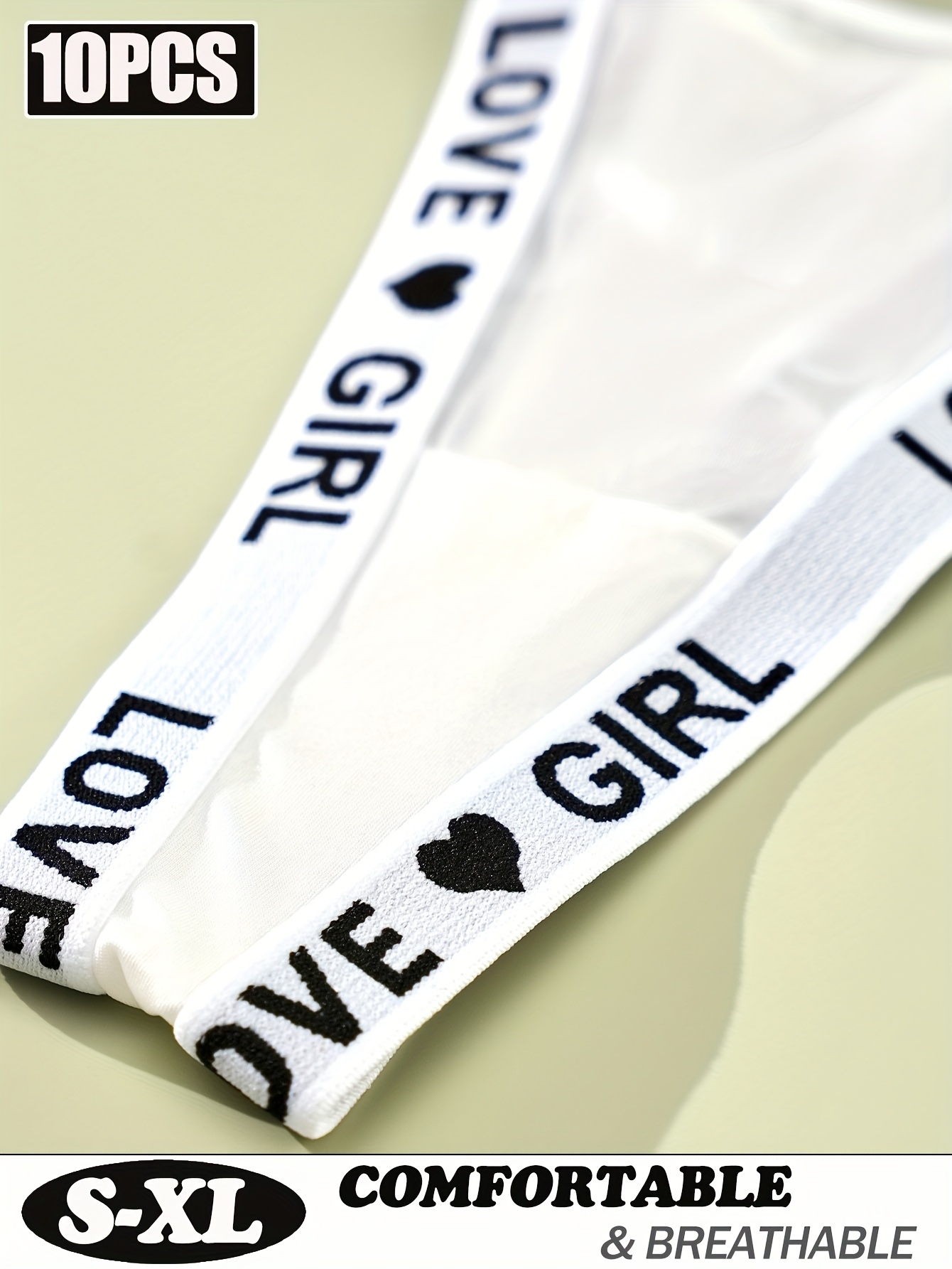 10pcs Letter Belts Satin Fashion Glossy Women'S Thong Made of Satin Fabric, Comfortable And Breathable, Sexy And Playful Women'S Underwear with LOVE Belt, Trendy Unique Design, Suitable for Everyday Wear, Can Be Paired with Low-Rise Pants And Other - Image 5