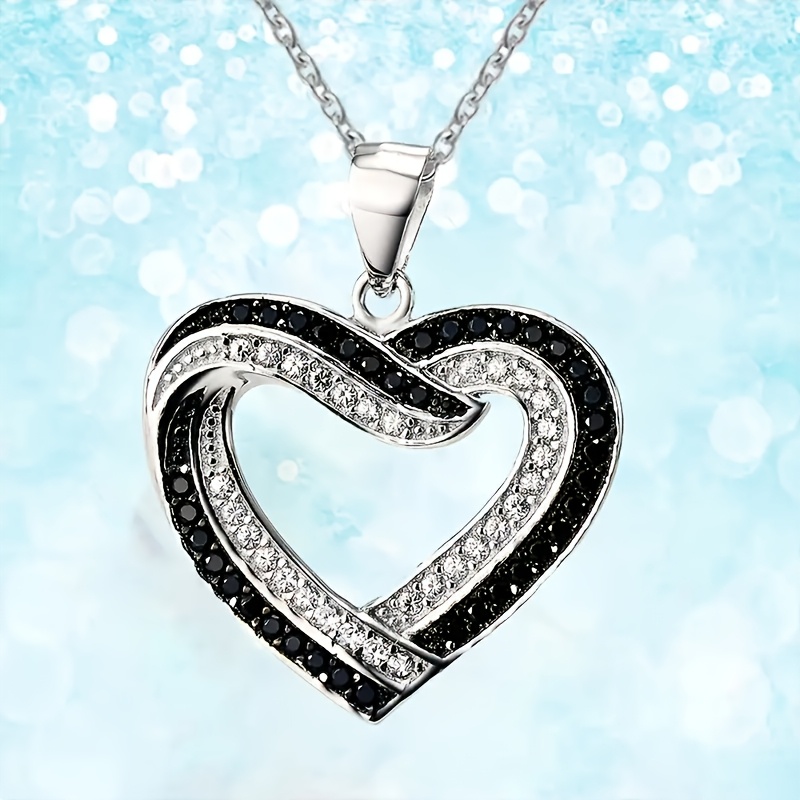Fashionable Heart-Shaped Necklace in Black And White, For Teenager - Image 2