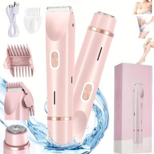 Women's 2-in-1 Dual Head Electric Epilator and Shaver, Gentle Touch with Stainless Steel Blades, USB Charging and Cleaning Brush, Suitable for Bikini Underarm Leg and Facial Hair Removal, Easy to Carry, Suitable for Women's Birthday