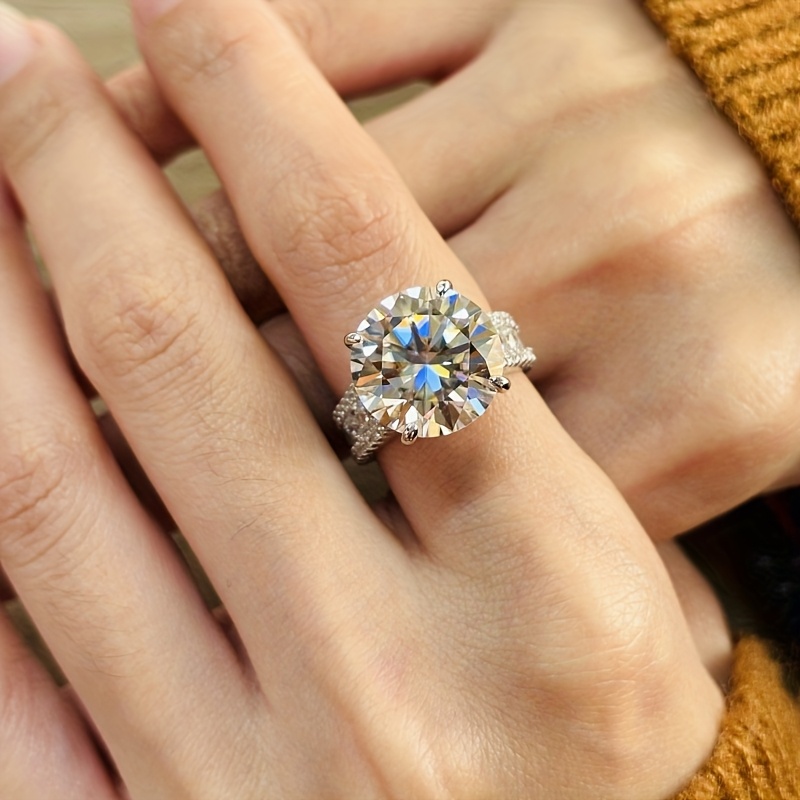 Luxury Elegant 10ct Moissanite Ring for Women 925 Sterling Silver Engagement Wedding Band, Music Festival/ Banquet Jewelry All Season Versatile Gift, Banquet Accessory, Sophisticated Band, Chic Accessory, Highquality Gemstone, Durable - Image 7