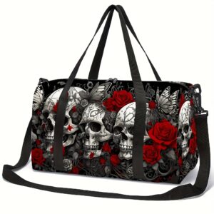 A Travel Bag Featuring a Print Pattern That Combines Mandalas And Skull Flowers, Suitable for Both Men And Women, Trendy for Outdoor Use, And Ideal As a Sports Yoga Bag.