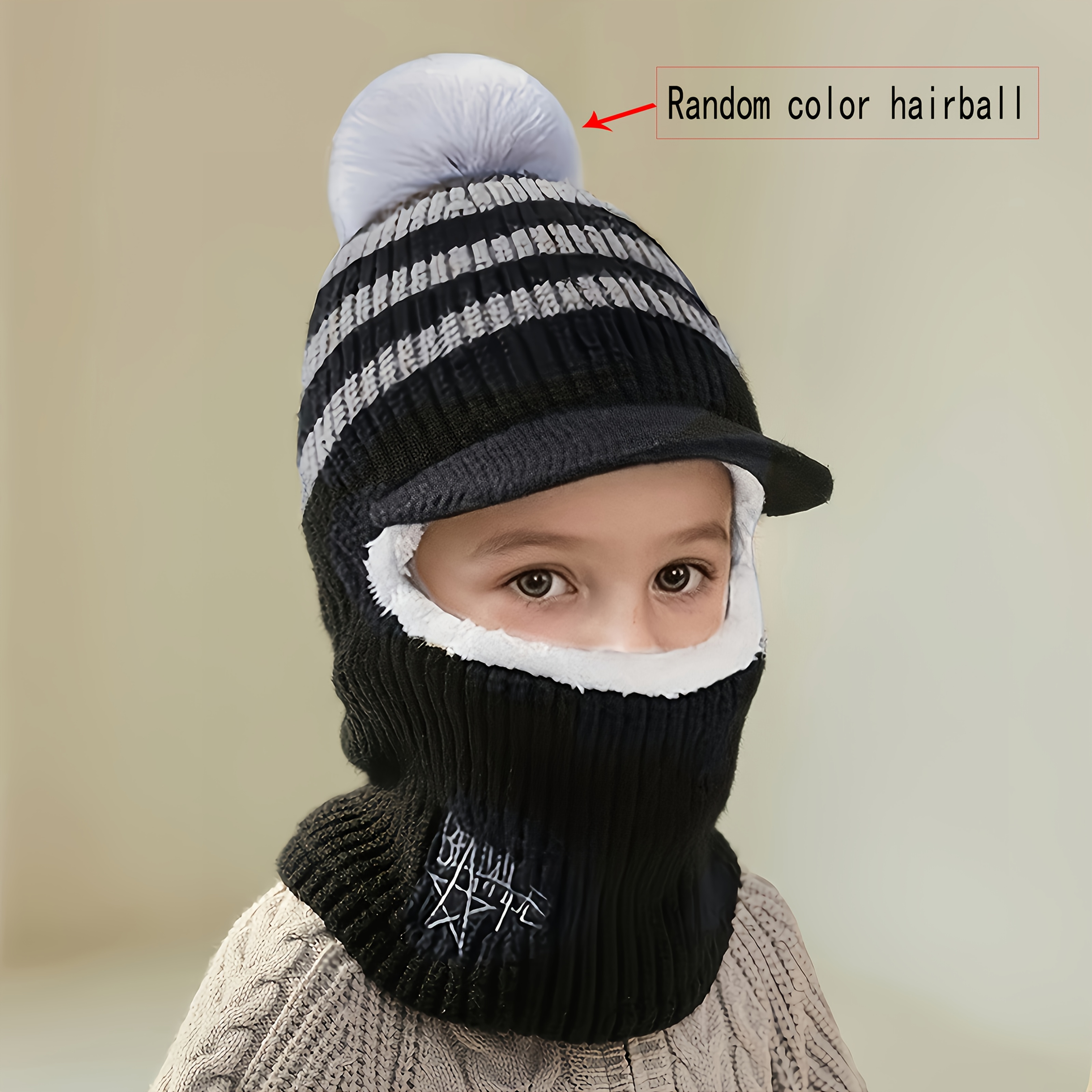 Mask Hat - Full Face & Neck Protection, Half-Face/Full-Face Options, Soft Warm Winter Wear for Boys & Girls 2-8 Years, Lightweight for Skiing,, Outdoor Activities (Grey/Black) - Easy On - Image 8