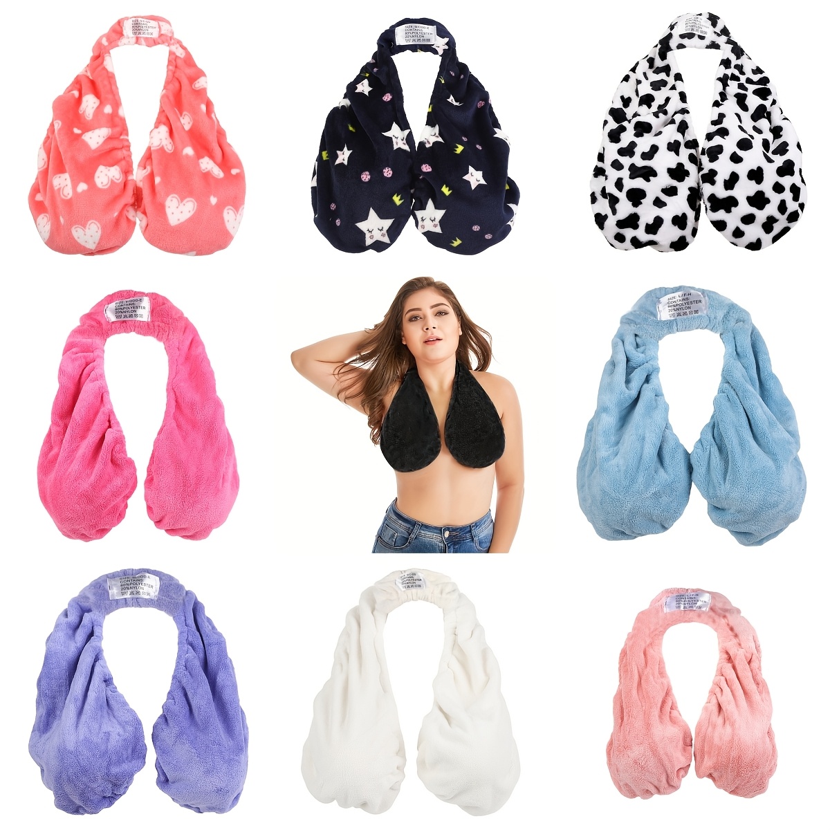 Convenient Absorbent Breathable Towel Bra Suitable for Beach, Sports, Indoor Daily Wear, Towel Hanging Neck, Chest Wrapping, Strapless Support, Double-sided Plush Super Soft And Warm, Suitable for Beautiful Women, A Small Gift for Beautiful Women - Image 3
