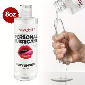 [Silky Smooth Lubricant] Hanidoll 8 FL OZ Silky Smooth Water-Based Lubricant | Hypoallergenic & Unscented Personal Lube for Sensitive Light Beige | Long-Lasting, Easy Clean-Up Formula | Safe for Couples, Men & Women | Toy Compatible, Lubrication Gel for Valentine's Day