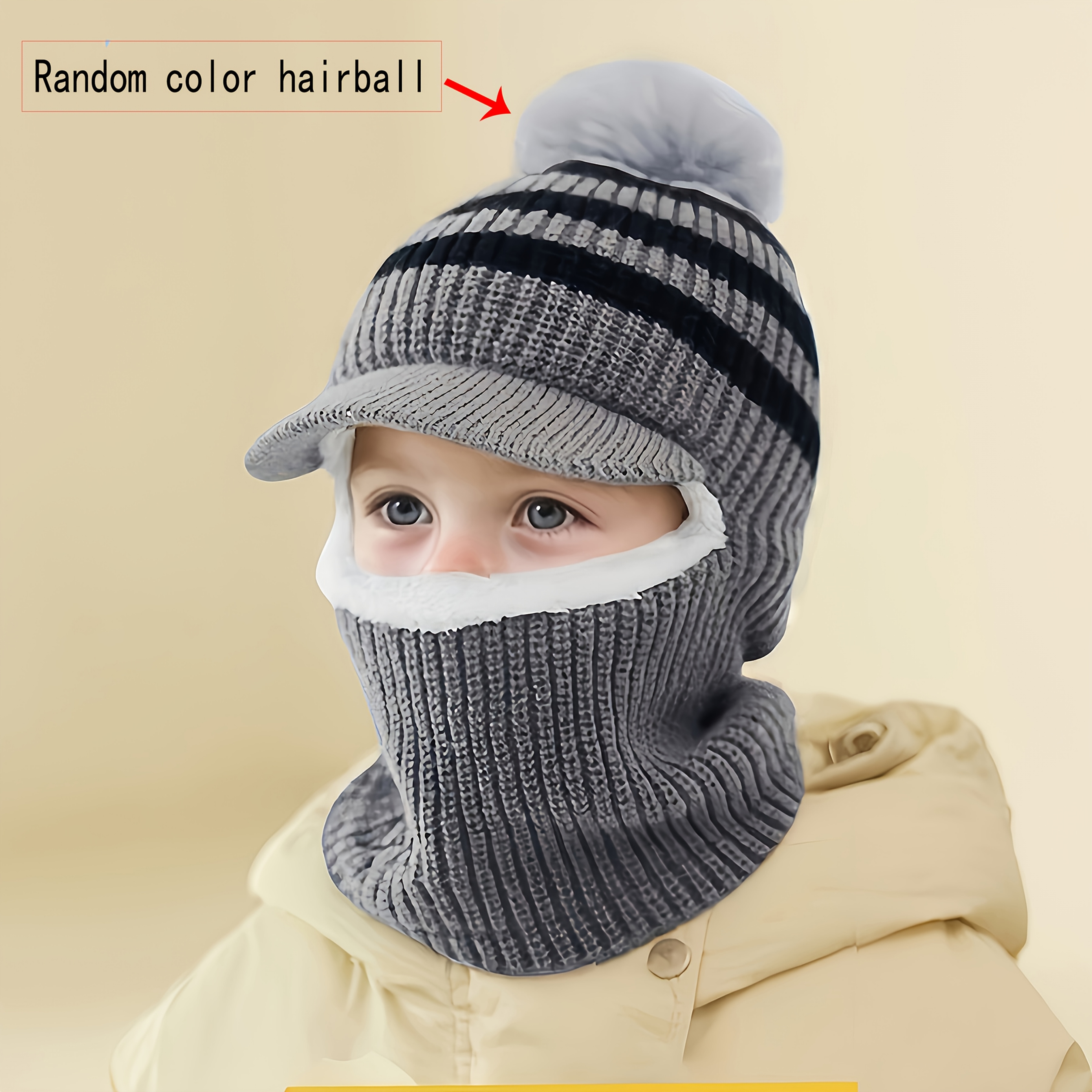 Mask Hat - Full Face & Neck Protection, Half-Face/Full-Face Options, Soft Warm Winter Wear for Boys & Girls 2-8 Years, Lightweight for Skiing,, Outdoor Activities (Grey/Black) - Easy On - Image 6