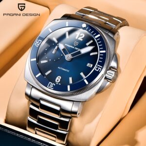 PAGANI DESIGN Men'S Watch | Automatic Mechanical Timepiece, Premium Luminescent Sports Wristwatch, Stainless Steel Case, Faux Leather Strap | Ideal for Thanksgiving and Christmas Gifts, Without Battery