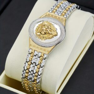 1pc Men's Lion Head Bezel Bracelet - Synthetic Lion Head, Lion-Themed Jewelry Gift for Parties, Music Festivals & Mardi Gras - Year-Round Wearable for Events/Casual Outfits (Lion's Head) - Bezel)