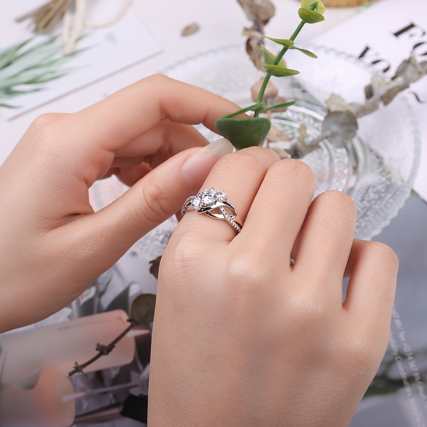 925 Sterling Silver Infinity Wedding Ring - 3 Stone, Round Cut Cubic, Bridal Set for Women, 1pc - Image 4