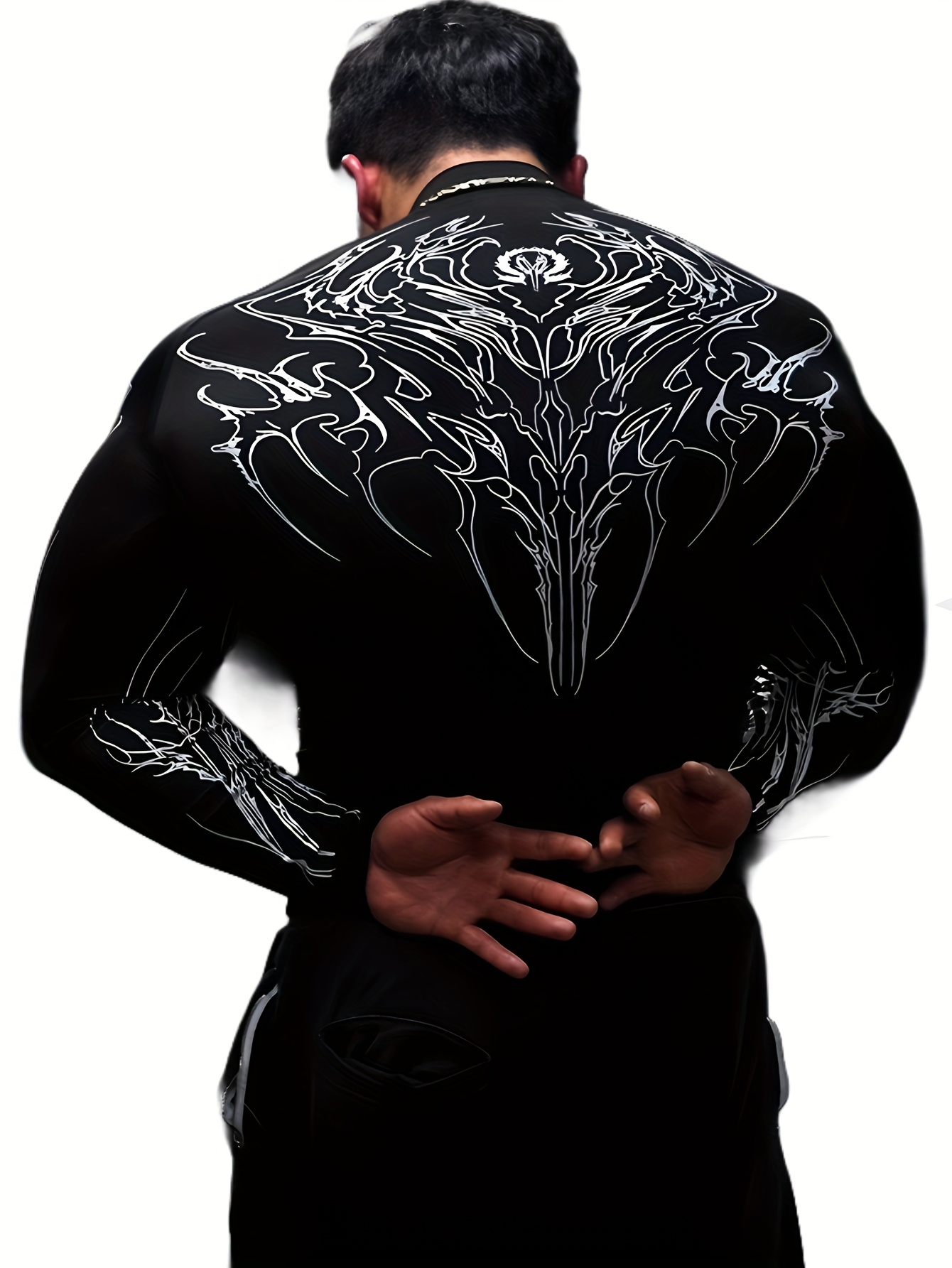 Men'S Compression Long Sleeve Shirt | High Neck Muscle Fitness T-Shirt with Geometric Print, High Stretch Fabric, Skinny Fit for Gym, Running, Basketball, Casual Wear - All-Season Sports Apparel for Men and Teens - Image 9