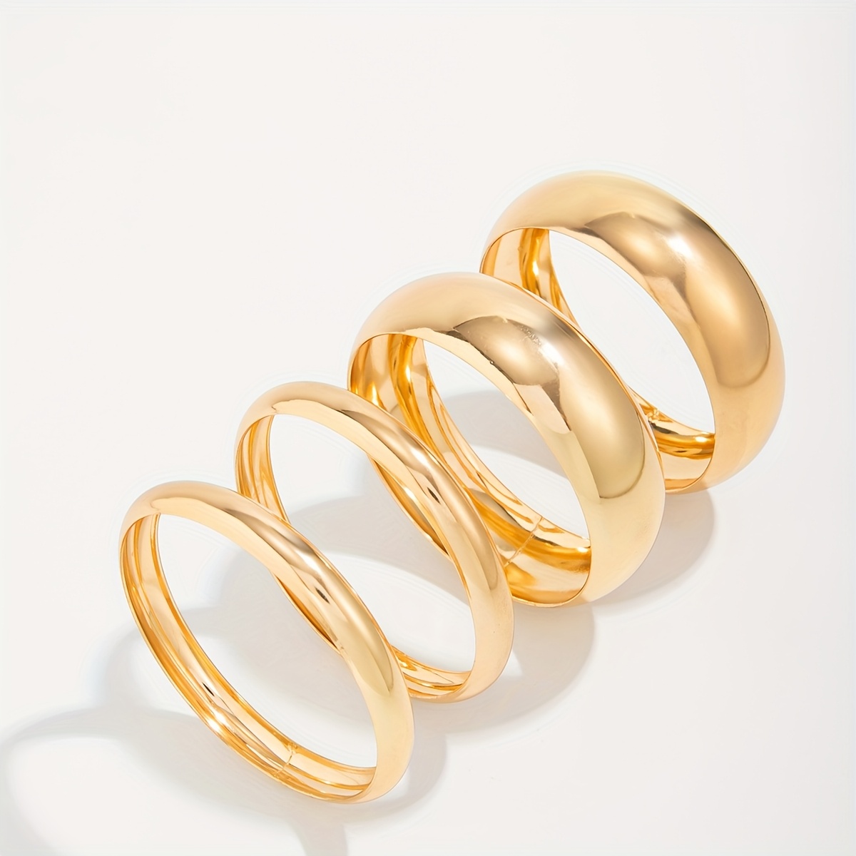 Set of 4 Festive Bangles Featuring a Chic Minimalist Design, Round Chunky Cuff Bracelets for Women, Stylish Vintage Wide Wrist Cuffs, Stackable Statement Bangles, Perfect Fashion Jewelry Gifts. - Image 7