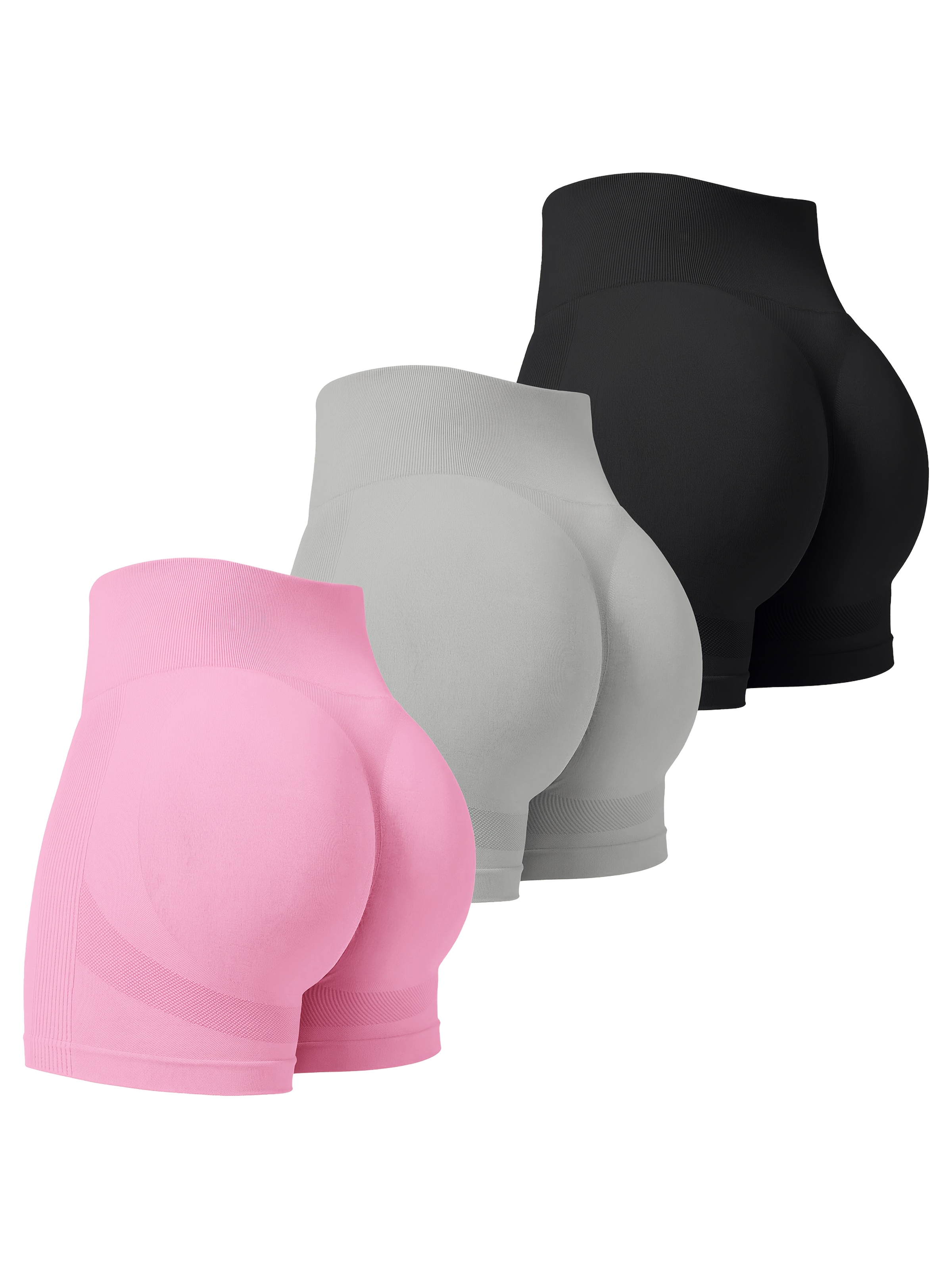 3pcs-Women'S High-waisted Yoga Shorts, Fabric Breathable And Comfortable, Sweat-absorbing, Washable And Reusable, Suitable For Outdoor Play, Running, Mountain Climbing, Yoga Exercise, All Seasons - Image 6