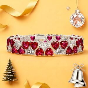 S925 Silver 7 * 7 Red and White Double Heart Full Moissanite Bracelet Colorful Jewelry Accessories Women's Wedding and Engagement Rings, Luxury Retro Jewelry Gifts Christmas Gifts, Halloween Gifts Best Gifts for Good Friends and Classmates, Fine Jewelry for Women, Holiday Gifts, Celebration Jewelry, Elegant Design, Bohemian Style, Highquality Craftsmanship, Moissanite Gemstone, Fashion Jewelry, Heartshaped Bracelet, Bridal Jewelry, Friendship Gifts