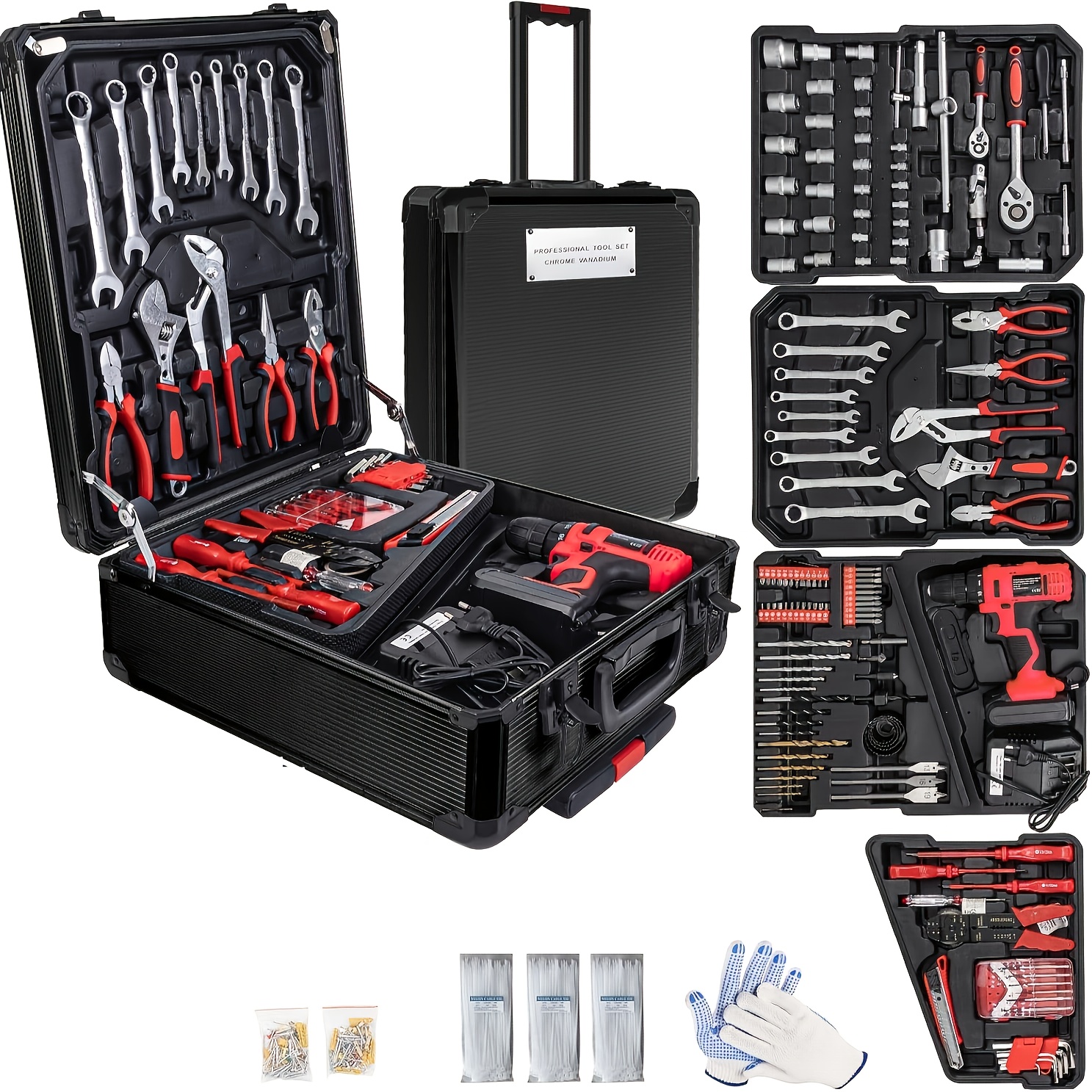 799pcs Tool Sets for Men, Tool Box with Tools, Tool Kit with Rolling Tool Box, Complete Tool Box Set, Household Tool Set, Aluminum Trolley Case Tool Setas, Gift On Father's Day - Image 6