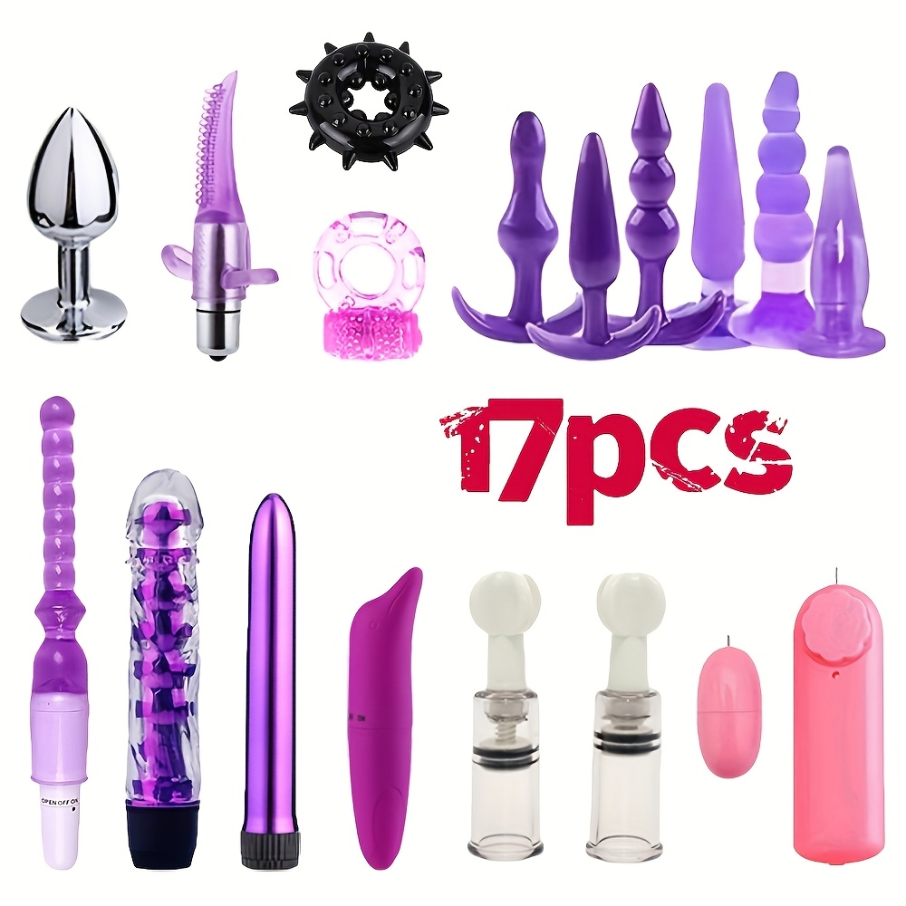BDSM Anal Plug Vibrator Penis Rings Kit, Anal Plug Anal Beads Dildo Clit Vibrator Nipple Massager Adult Erotic BDSM Supplies Set Anal Plug Kit Sex Toys for Men And Women