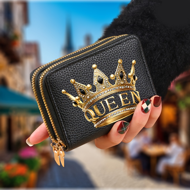 Women' Queen Crown Wallet - Thickened Zipper Wallet with Multiple Card Slots, Compact Coin Purse Suitable for, College, - Stylish & Functional Money Holder - Image 2