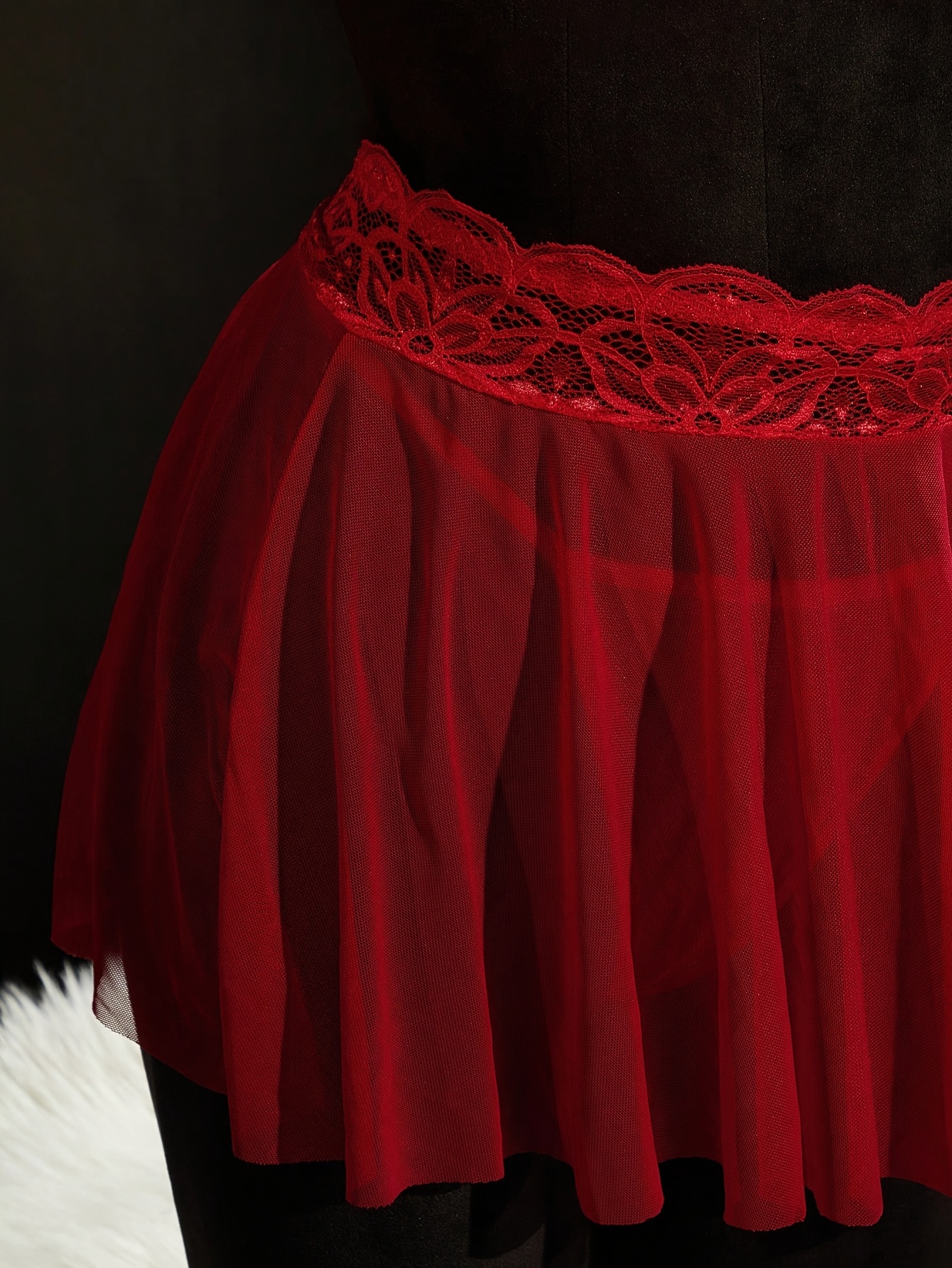 4pcs Sheer Mesh Lingerie Set with Heart Tassel Pasties | Seductive Date Night Intimate Wear, Medium Support, Drop Waist, Solid Color, Perfect for Adults, by - Image 5