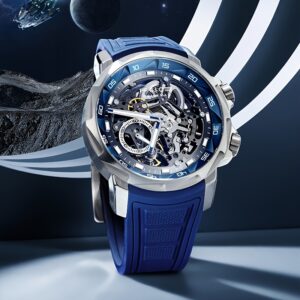 FEICE New Men's Watch Storm Eye Double Skeleton Men's Wristwatch Automatic Mechanical Watch Sapphire Mirror Silicone Strap Luminous Waterproof Watch for Men Gift FM511, Men's Fashion Accessory, Professional Timepiece, Skeleton Dial Design, Sleek Men's Timepiece, Durable Wristwatch, Highquality Craftsmanship, Automatic Movement Watch, Stylish Professionals, Watch Collectors