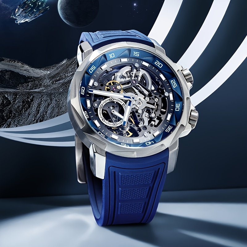 FEICE New Men's Watch Storm Eye Double Skeleton Men's Wristwatch Automatic Mechanical Watch Sapphire Mirror Silicone Strap Luminous Waterproof Watch for Men Gift FM511, Men's Fashion Accessory, Professional Timepiece, Skeleton Dial Design, Sleek Men's Timepiece, Durable Wristwatch, Highquality Craftsmanship, Automatic Movement Watch, Stylish Professionals, Watch Collectors