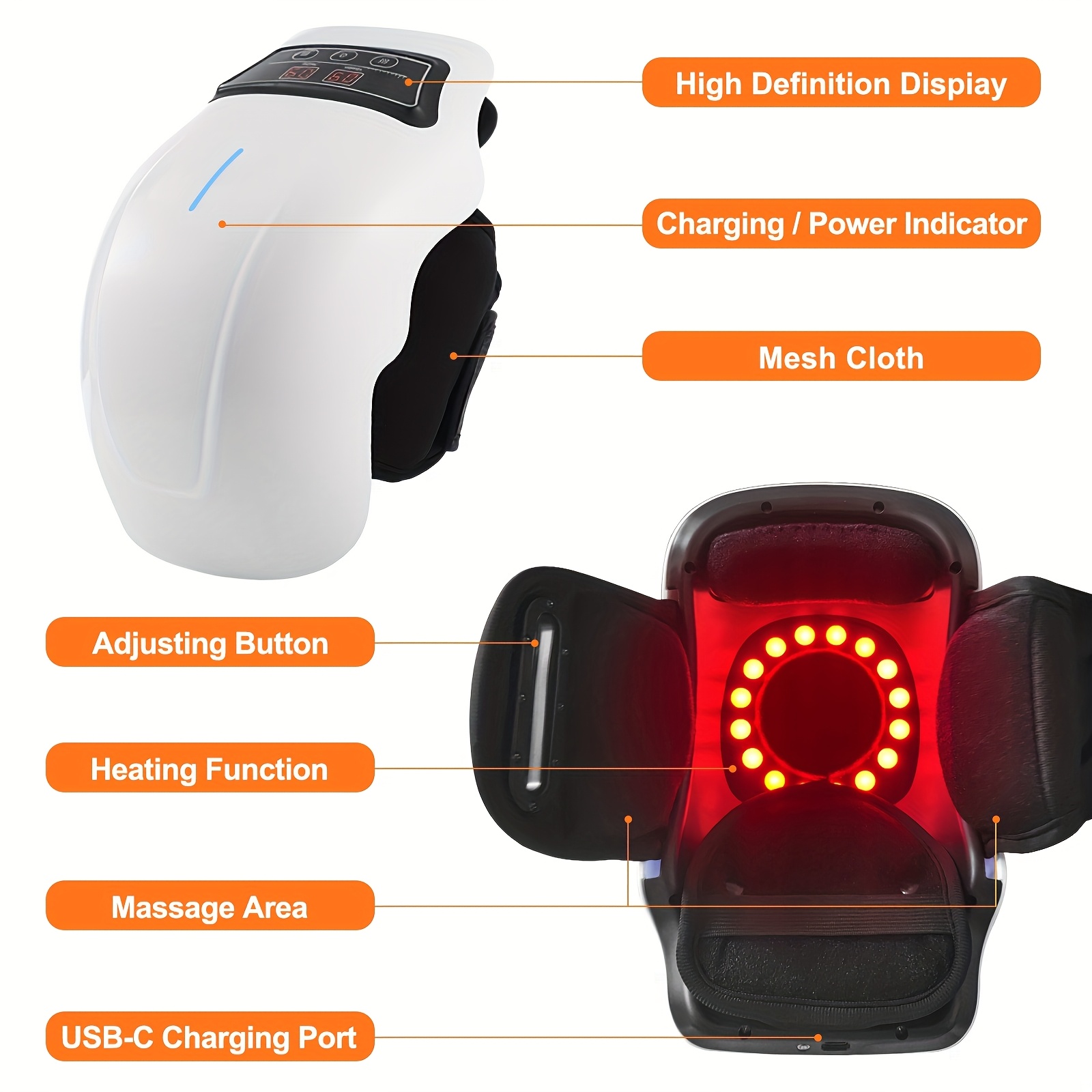 Knee Massager Features Heat, with 9 Different Heating Settings And 9 Vibration Speeds. It Comes with Adjustable Straps And a Cordless Design, Making It a Heating Pad Suitable for Joints, Muscles, And Knees. This Massager Is Perfect for - Image 3