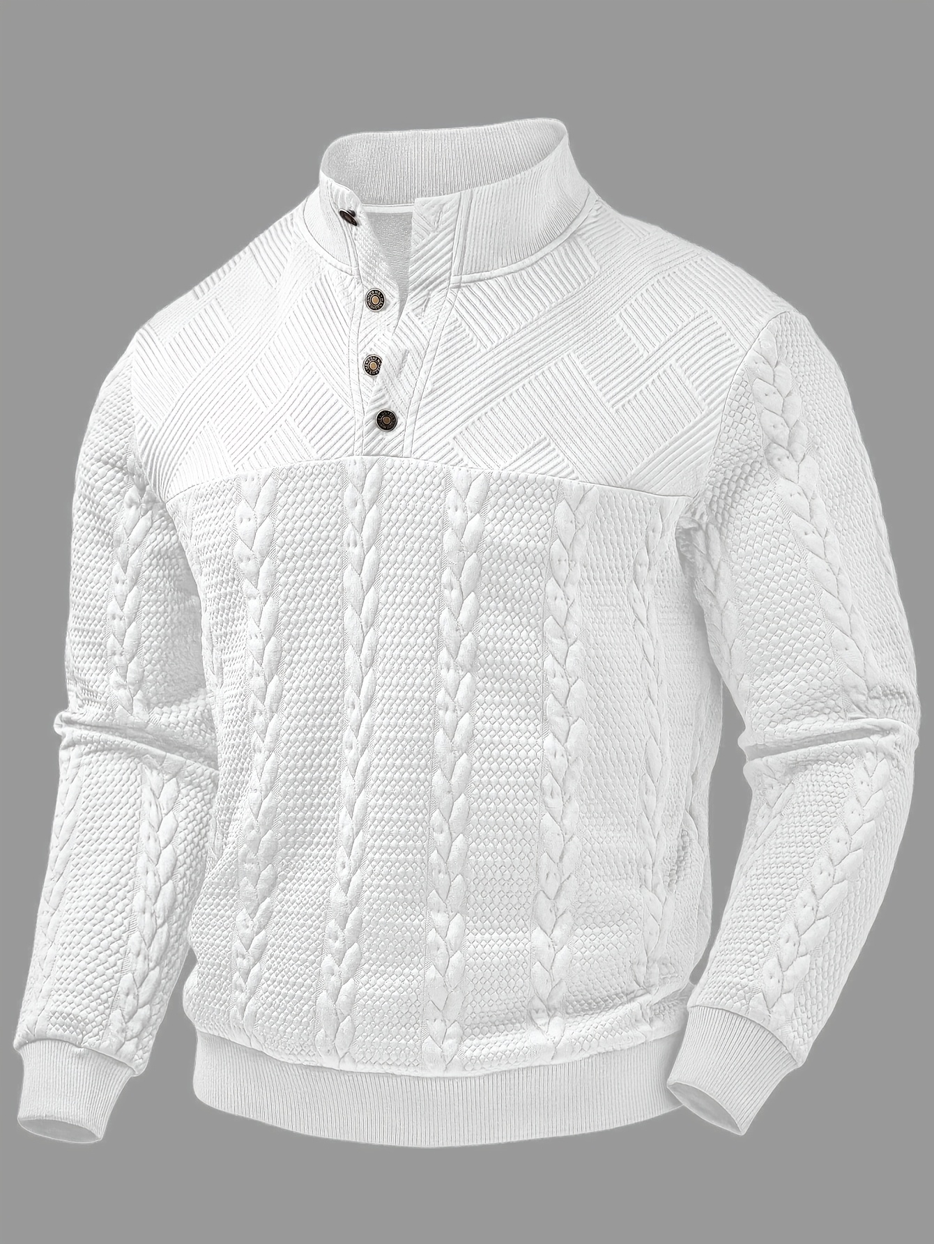 Men's Fashion Jacquard Padded Shirt, Comfortable Soft Long Sleeve with Elastic Hem and Ribbed Splicing, Suitable for Daily Work Vacation and Outdoor Wear, Spring Autumn, Christmas Men's Gift - Image 6