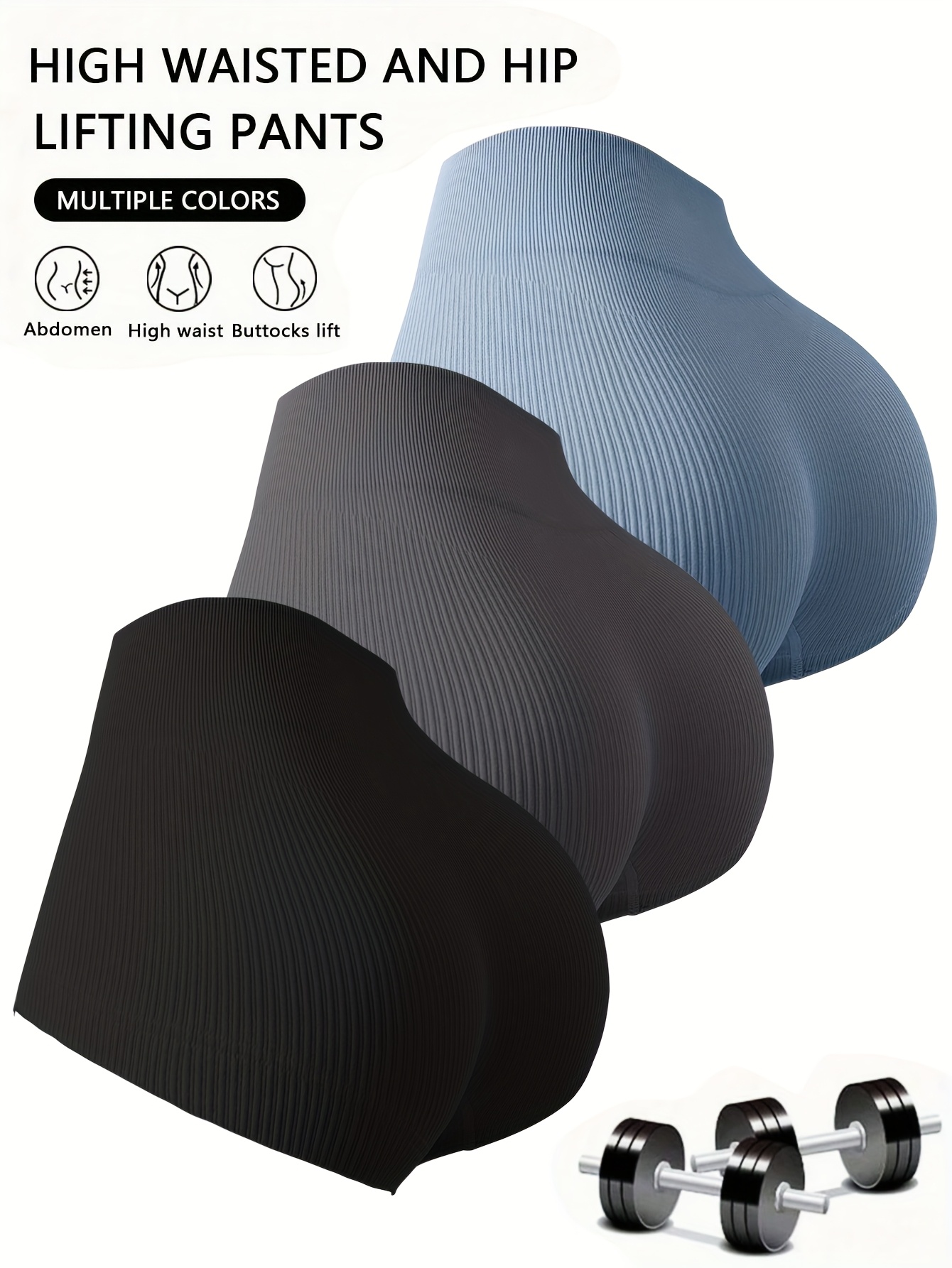 3pcs-Women'S High-waisted Yoga Shorts, Fabric Breathable And Comfortable, Sweat-absorbing, Washable And Reusable, Suitable For Outdoor Play, Running, Mountain Climbing, Yoga Exercise, All Seasons - Image 7