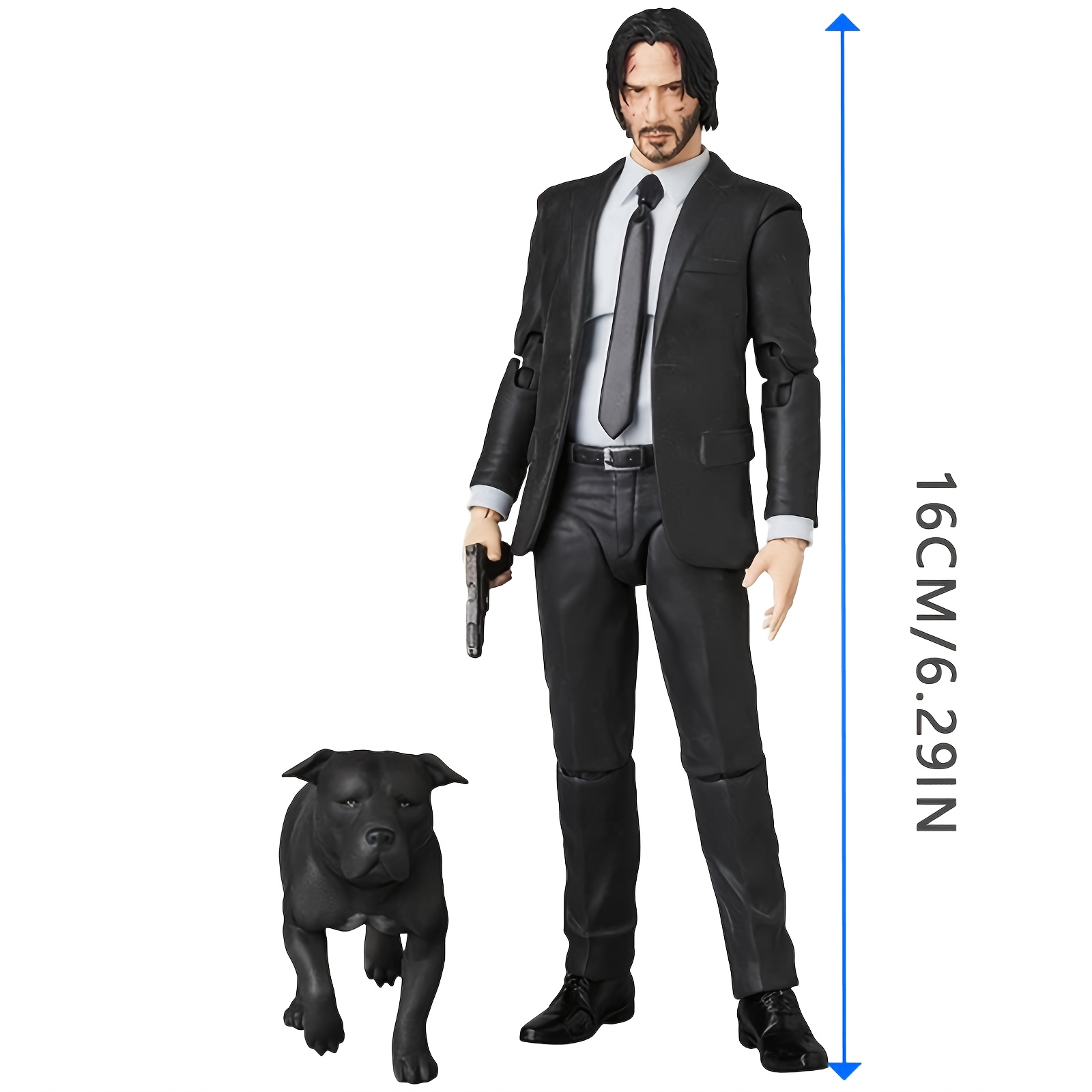 Wick Action Figure - Formal Suit & Tie Adult Collectible with Black Suit, White Shirt & Tie, Gun Accessory - Durable PVC Construction for Home/Office Display, Halloween Party Decor - Dynamic Pose Figure for Wick Fans, -Inspired Collectible Action Figure Toy - Image 4