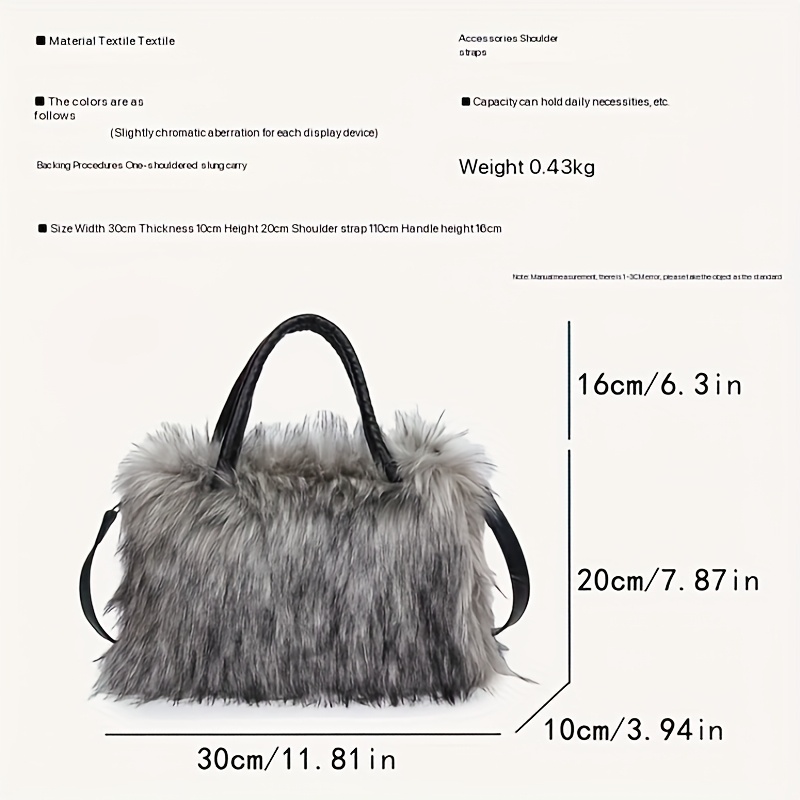 Women'S Plush Faux Mink Shoulder Bags | High-End Fashion Tote And Crossbody Bags in Five Colors:, Pink, Khaki, Silvery Grey, Green | Ideal Gifts for Girlfriend, Daughter, Mother | Solar Bloom Brand, Zipper Closure, Removable Strap Chance of Free Gift - Image 4