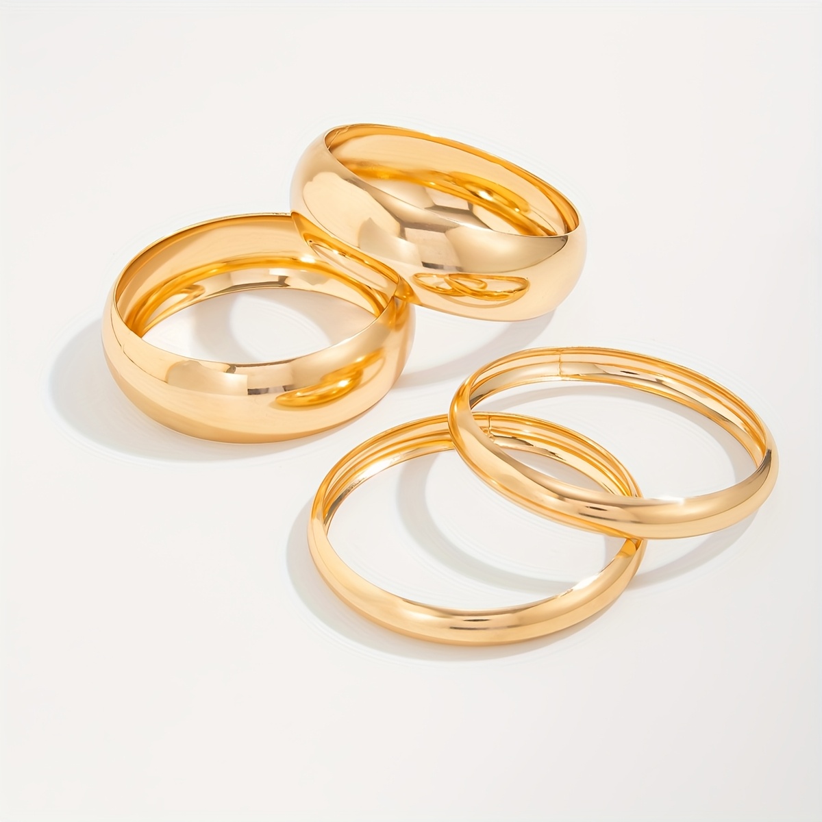 Set of 4 Festive Bangles Featuring a Chic Minimalist Design, Round Chunky Cuff Bracelets for Women, Stylish Vintage Wide Wrist Cuffs, Stackable Statement Bangles, Perfect Fashion Jewelry Gifts. - Image 8