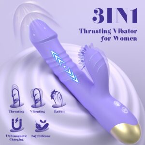 3-in-1 G-Spot Vibrator Silicone Sex Toy | 10 Vibration Modes for Super Mode, Clitoral Stimulator, Battery Powered, Rechargeable Battery, Suitable for Women and Couples, Adult Toy