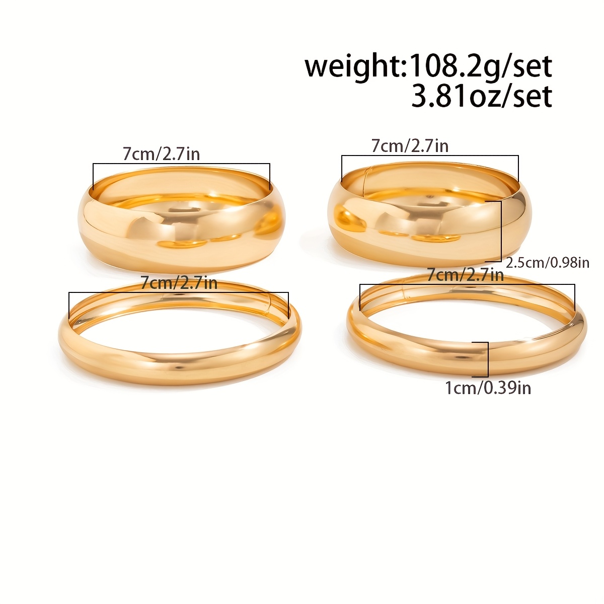 Set of 4 Festive Bangles Featuring a Chic Minimalist Design, Round Chunky Cuff Bracelets for Women, Stylish Vintage Wide Wrist Cuffs, Stackable Statement Bangles, Perfect Fashion Jewelry Gifts. - Image 6