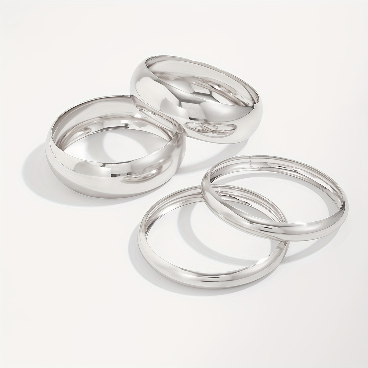 Set of 4 Festive Bangles Featuring a Chic Minimalist Design, Round Chunky Cuff Bracelets for Women, Stylish Vintage Wide Wrist Cuffs, Stackable Statement Bangles, Perfect Fashion Jewelry Gifts. - Image 11