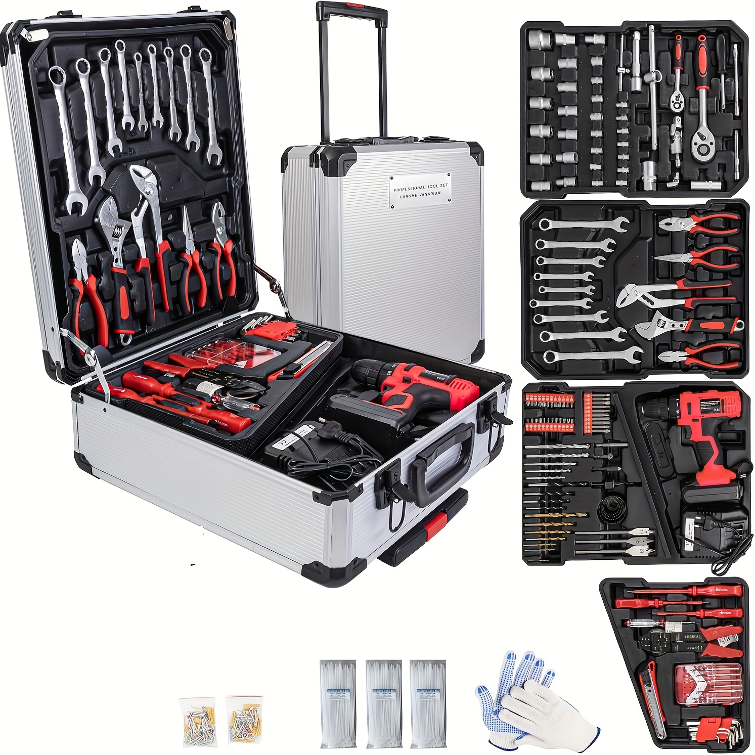 799pcs Tool Sets for Men, Tool Box with Tools, Tool Kit with Rolling Tool Box, Complete Tool Box Set, Household Tool Set, Aluminum Trolley Case Tool Setas, Gift On Father's Day - Image 8
