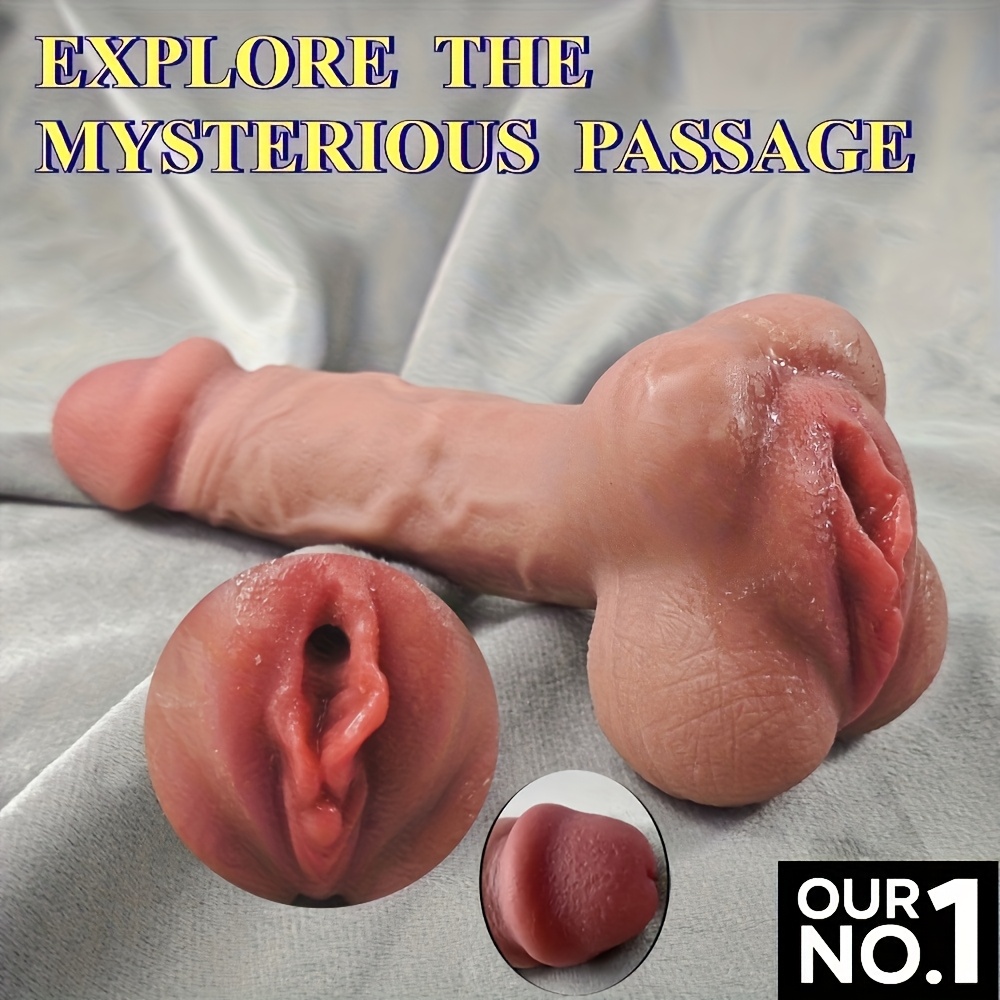 1pc Realistic Male Masturbation Cup - Soft TPE Dildo with 2-in-1 Design, Pocket Pussy & Penis Butt Plug for Men and Women, Couples, No Battery Needed, Durable and Comfortable Adult Toy for Sensory Experience, Masturbation Aid, Sleek Design, Male