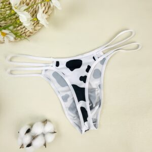 1pc of Men'S Breathable Elastic Thong Underwear, Made from Quick-Drying Fabric, Featuring a Cow Pattern Print Design, Perfect for Sensual Occasions.