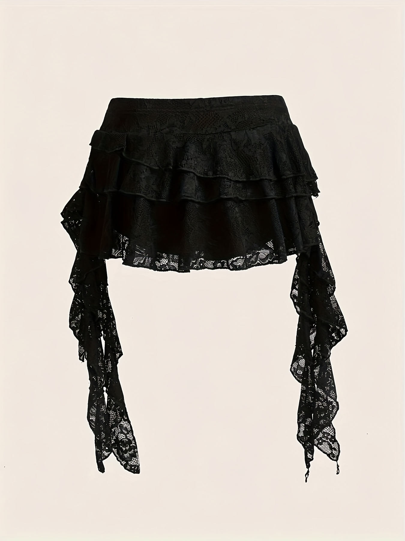 Low-waist Vacation-style Casual Sexy White Lace Ruffle Hem Mini Skirt with Safety Shorts to Prevent See-through. Spring/summer Women's Concert Tiered Wave-edge Mini Skirt, Fashionable Party Y2K A-line Ruffle Tiered Cake Skirt, Suitable for Vacation - Image 4